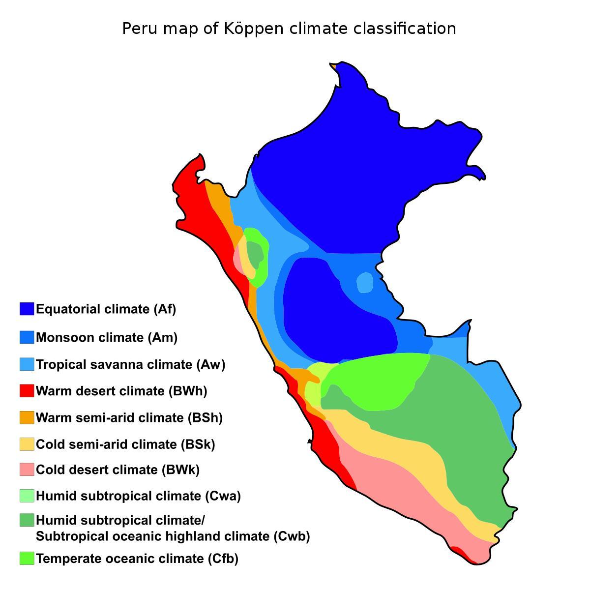 Bản đồ của peru khí hậu